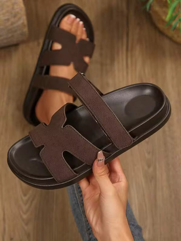 Women's Casual Vacation Outdoor Shoes Thick Platform Slide Sandals Open Toe Strap Summer Flats Slippers