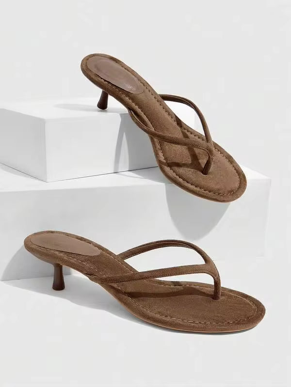 CUCCOO SZL Women's Shoes New Low-Heeled Round Toe Pinch Feet Elegant Sweet Romantic Women's High-Heeled Sandals Summer Shoes